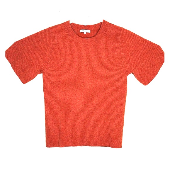 Madewell Orange Ribbed Wool Crew Neck Sweater XL - Picture 1 of 5